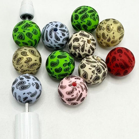 Cute Decorative Beads Water Drop Pattern Silicone Printed Bead