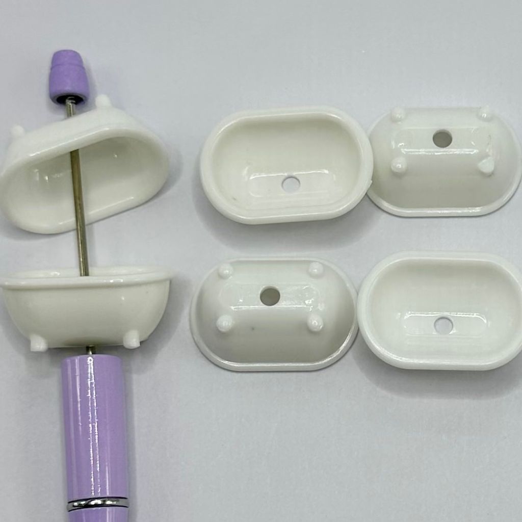 Cute White Bathtub Acrylic Beads 15*33mm