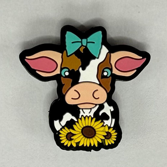 Cow Calf Sunflower Bow Western Country Silicone Focal Beads