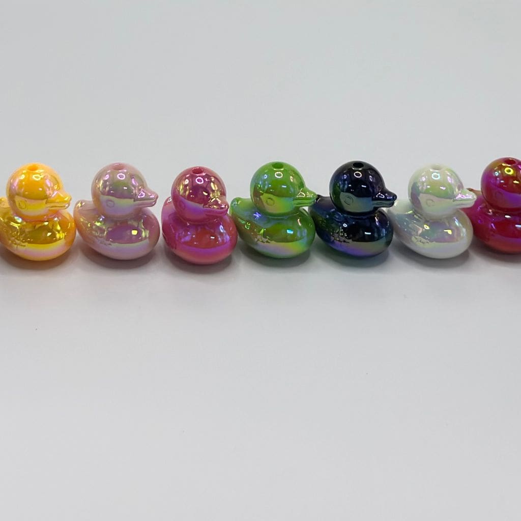 Glossy Cute Mini Ducklings Acrylic Beads, Random Mix