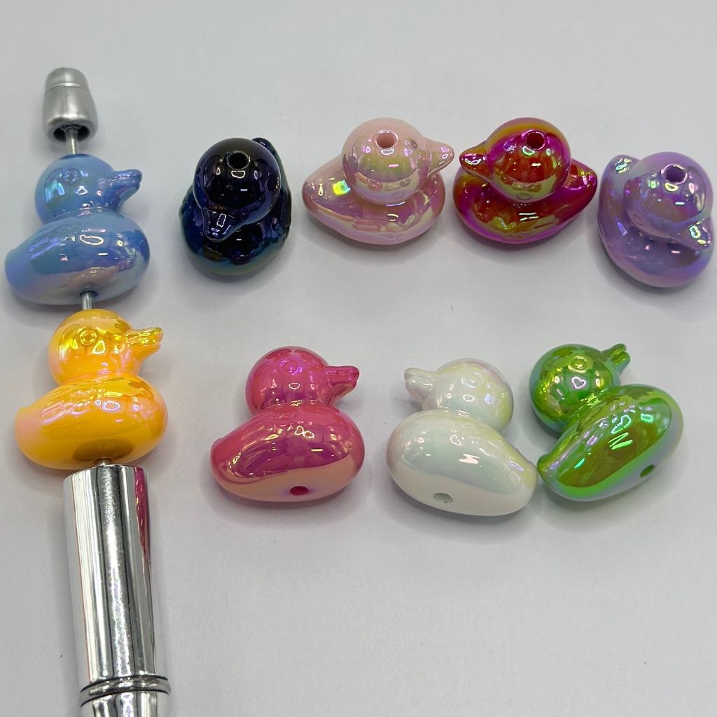 Glossy Cute Mini Ducklings Acrylic Beads, Random Mix