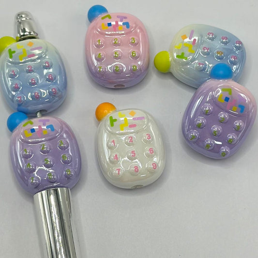 Cute Mobile Phone Cellular Call Me Acrylic Beads 22*29mm Random Mix