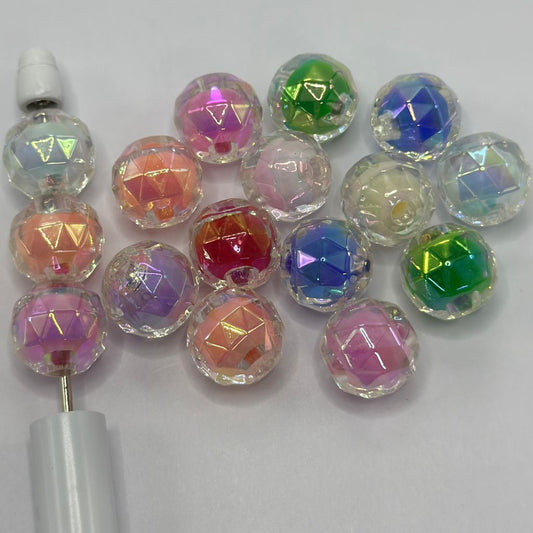 Mix of Double Layered with Faceted Surface Acrylic Beads, Size 16mm