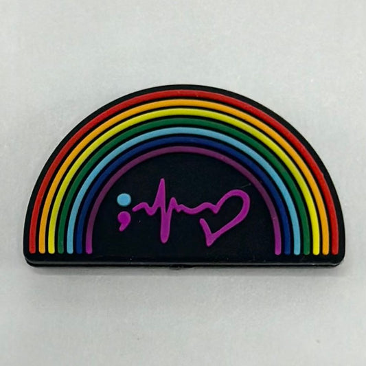 Heartbeats Semicolon Love Colorful Rainbow Silicone Focal Beads
