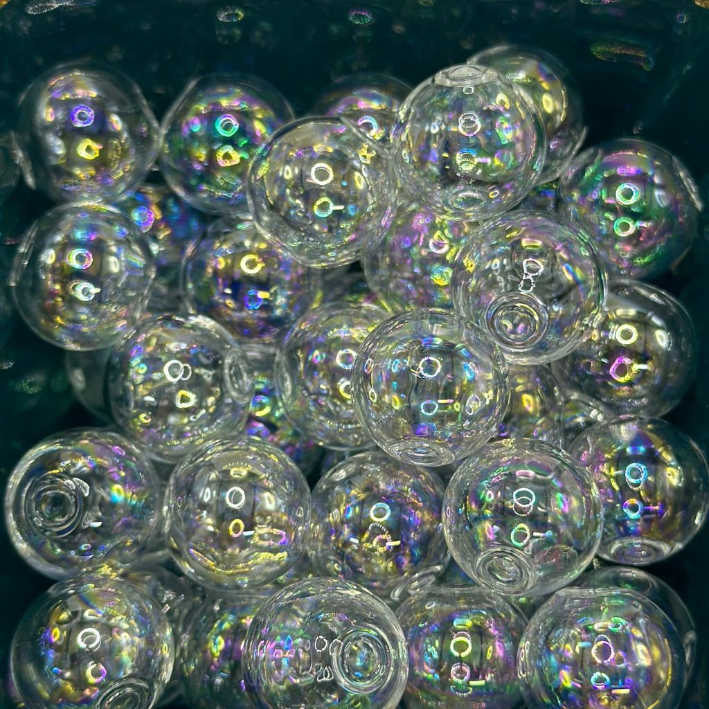 UV Finish Glass Beads, Clear Glass Beads, Transparent, Empty and Fragile, Size 16mm