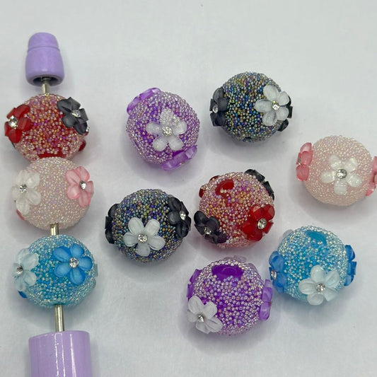 Small Sugar Flower Acrylic Beads, 16mm, FC