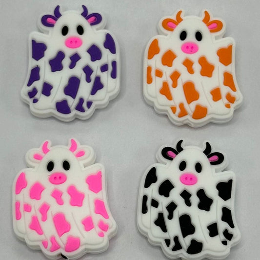 Ghost Costume Scary Halloween Cute Cow Silicone Focal Beads Random Mix