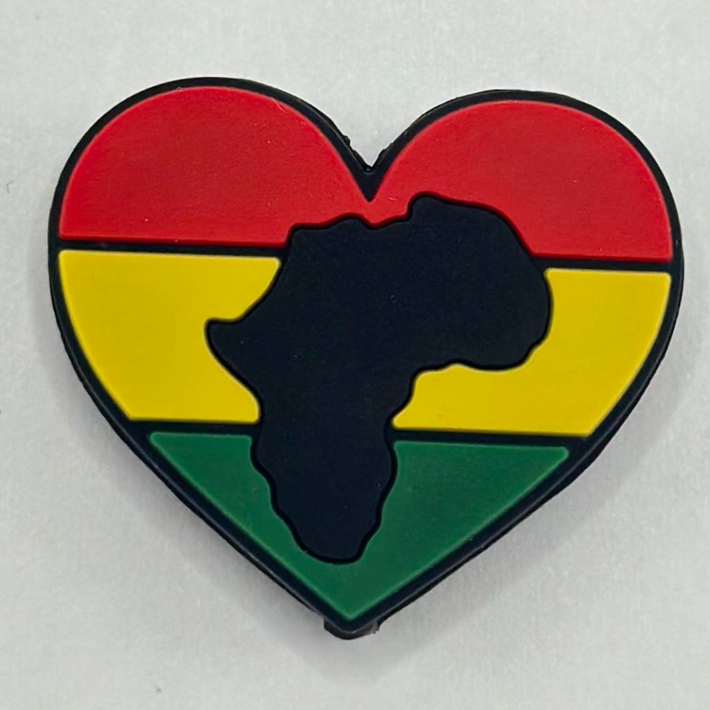 Month Red Yellow Green Flag Africa Heart Juneteenth Black History Silicone Focal Beads