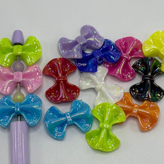 Solid Colored Bowtie Ribbon Botknot Acrylic Beads 23*32mm Random Mix