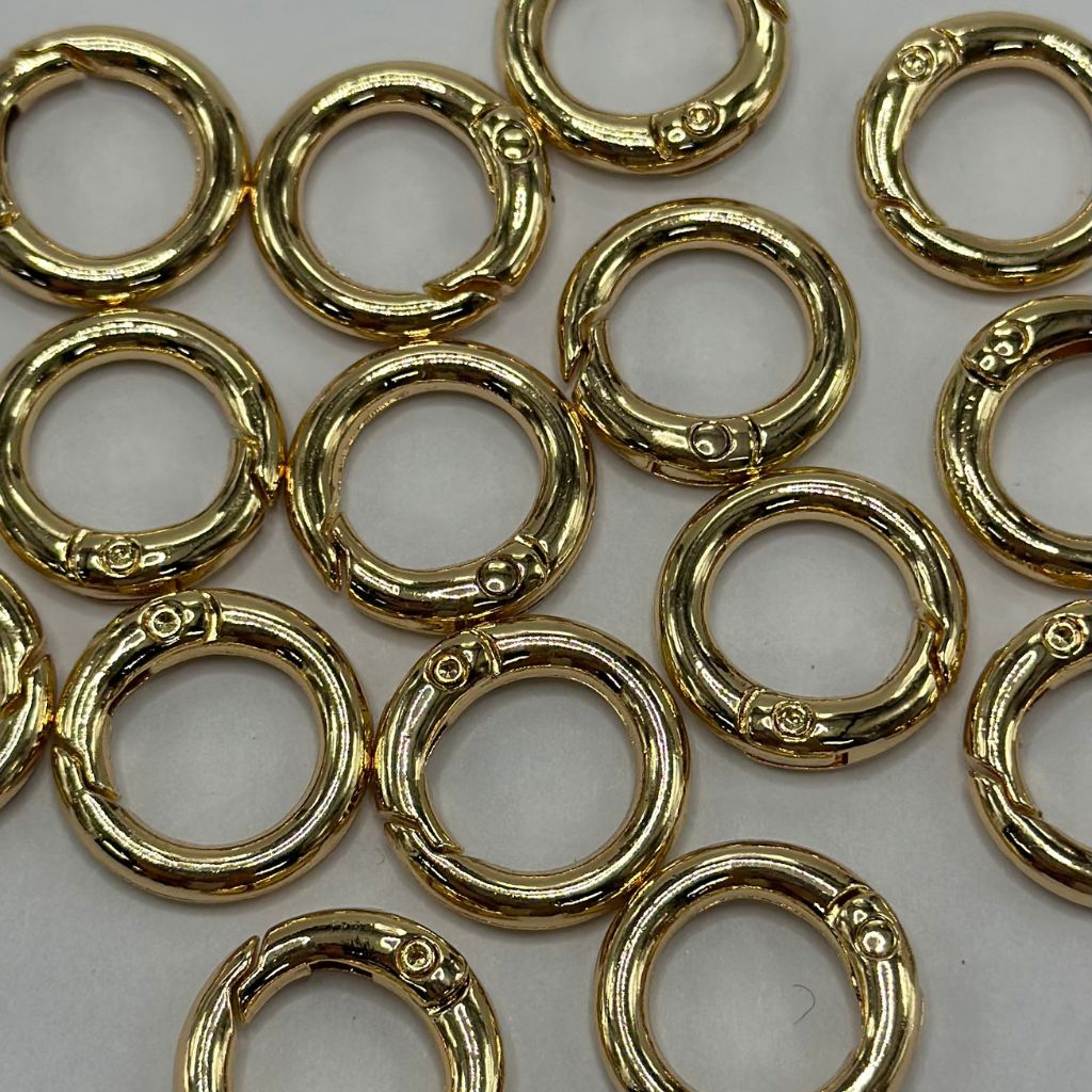 Keychain Closure with Round Keyring Lock, Gold Color, Durable Clasp, and Acrylic Beads 20mm