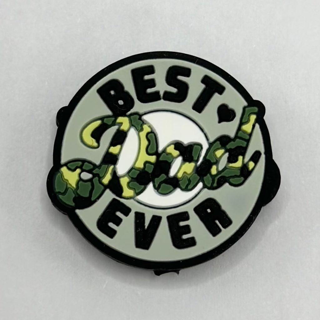 Best Dad Ever Khaki Camo Print Camouflage Silicone Focal Beads