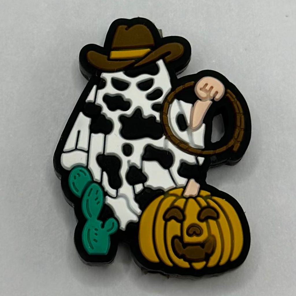 Pumpkin with Cactus and Rope Cowboy Ghost Silicone Focal Beads