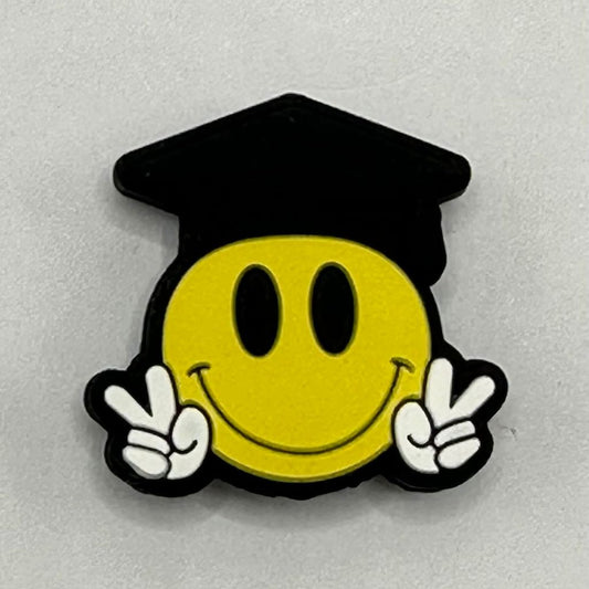 Graduation Cap Emoji with Smiley Face Silicone Focal Beads