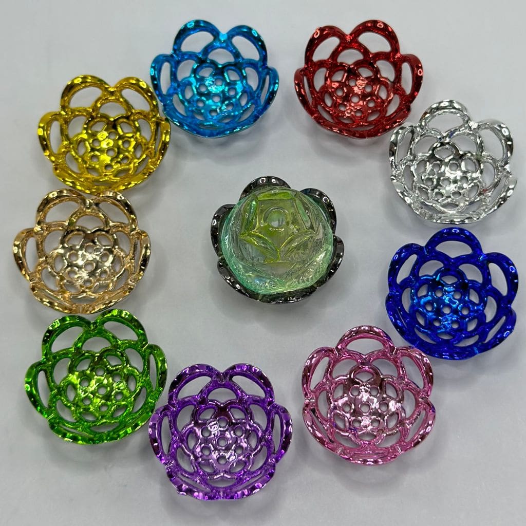 Flower Shape Large Bead Cap Bead Cage Floral Glossy Metallic Colors 20mm