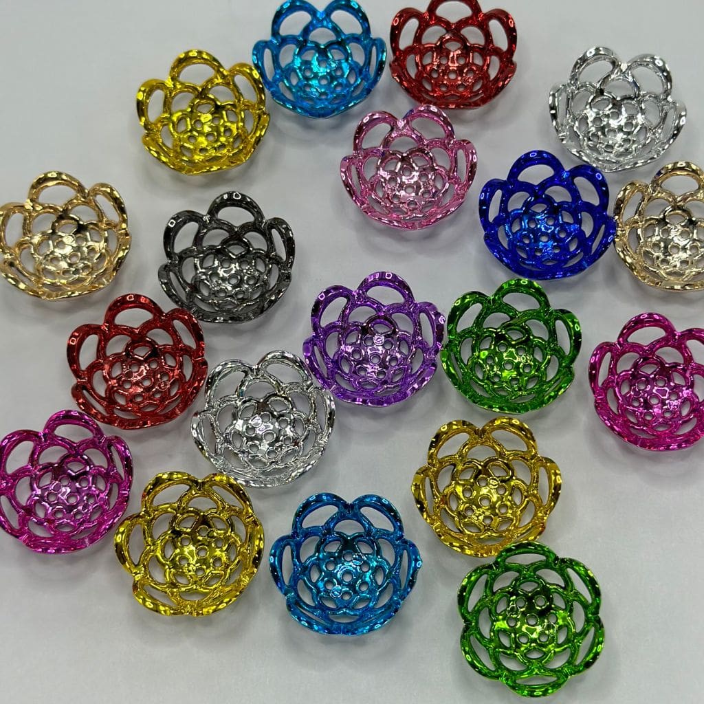 Flower Shape Large Bead Cap Bead Cage Floral Glossy Metallic Colors 20mm