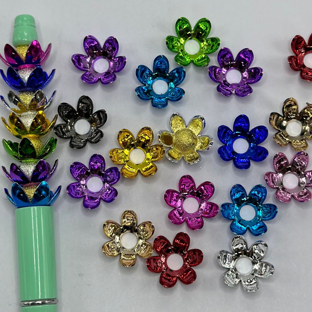 Lotus Flower Floral Bead Caps in Metallic Colors Bead Cage 16mm