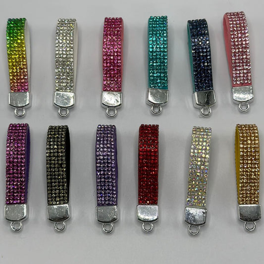 Sparkling Keyring Strap Holder with Fancy Rhinestone Tassels for Keychains