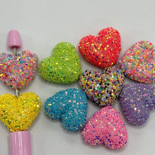 Heart Shape Sparkling Acrylic Sugar Beads Solid Color Flakes 21*23mm