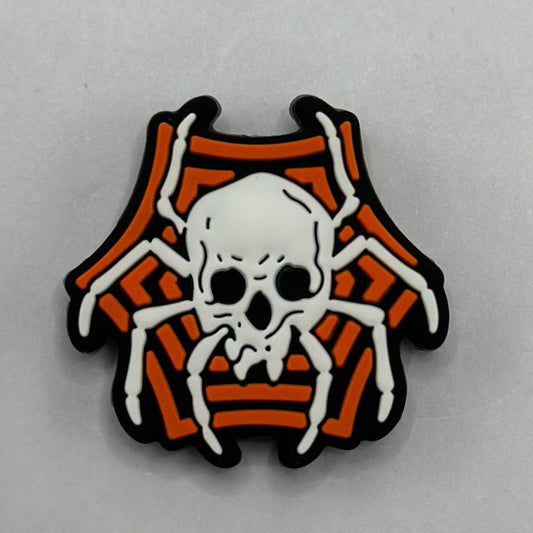 Halloween Orange Web Spider Skull Silicone Focal Beads