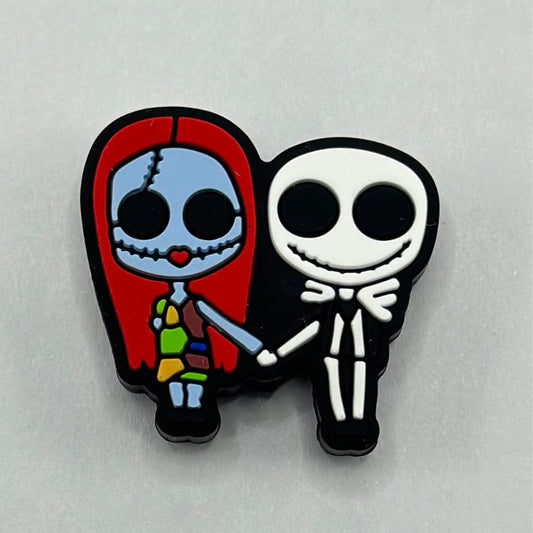 Christmas Nightmare Silicone Focal Beads featuring Salli and Jak Cute Cartoon Zombie Skull