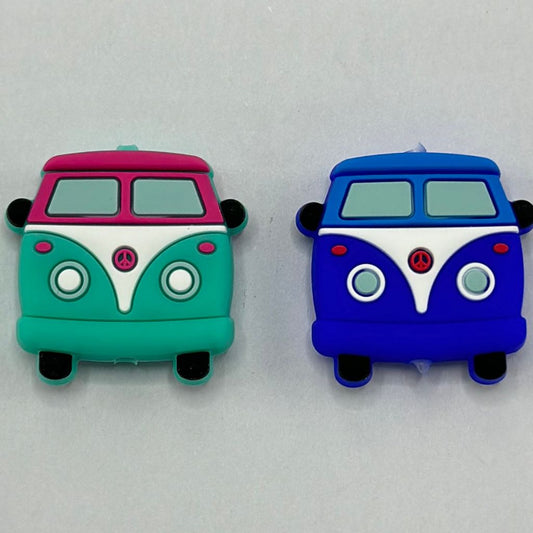 Sign Car Shape Freedom Youth Hippi Bus Peace Silicone Focal Beads Random Mix