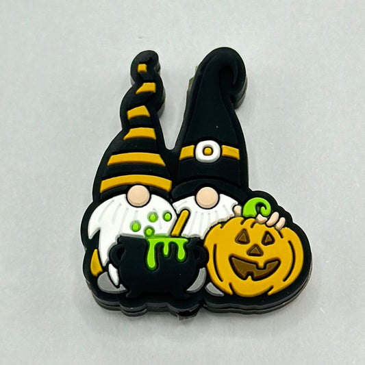Gnome with Magician Dwarf Witch Pumpkin and Elixir in Cauldron Silicone Focal Beads