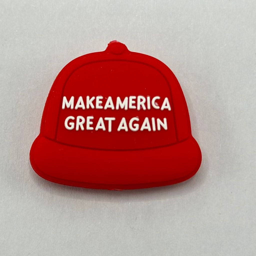 Red Tramp Hat, Make America Great Again, Election, Republican Silicone Focal Beads