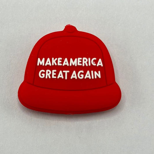Red Tramp Hat, Make America Great Again, Election, Republican Silicone Focal Beads