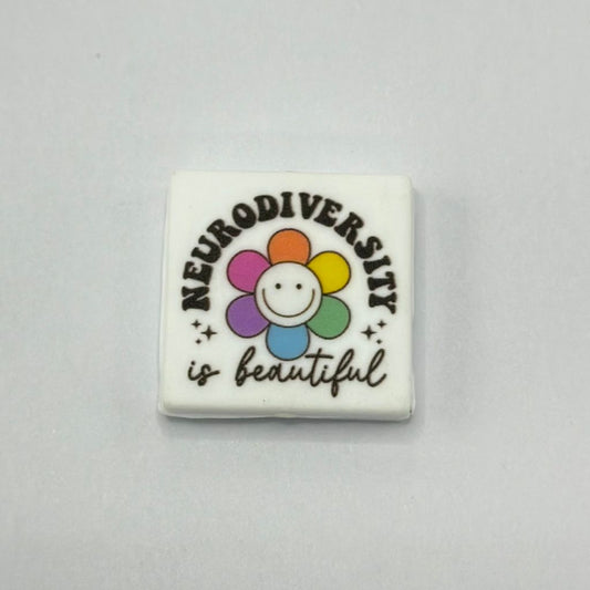 Smiley Face Neurodiversity Beautiful Rainbow Flower Silicone Emoji Focal Beads