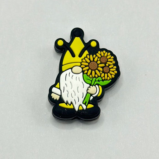 Gnome in Bee Costume Yellow Dwarf Hold the Sunflower Silicone Focal Beads