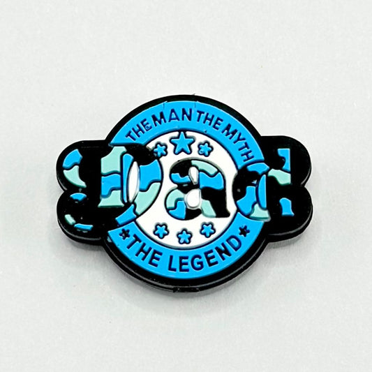 Blue Cow Print,The Man the Myth The Legend Dad, Round Silicone Focal Beads