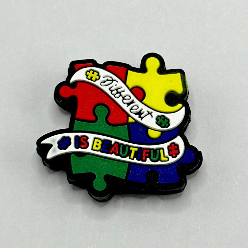 Different is Beautiful, Autism Love Puzzle Pieces, Silicone Focal Beads