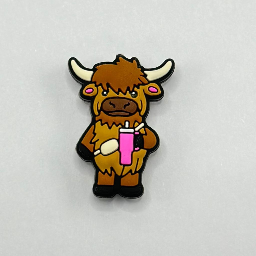 Coffee Tumbler and Brown Highland Cow Silicone Focal Beads