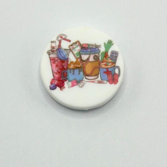 Flat Round Small Stethoscope Coffee Cups Nurse Cocktail Silicone Focal Beads