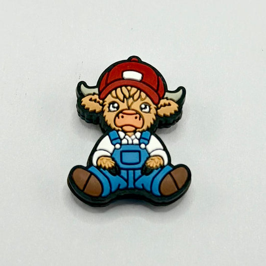 Cartoon Cowboy Overalls Red Hat Calf Silicone Focal Beads