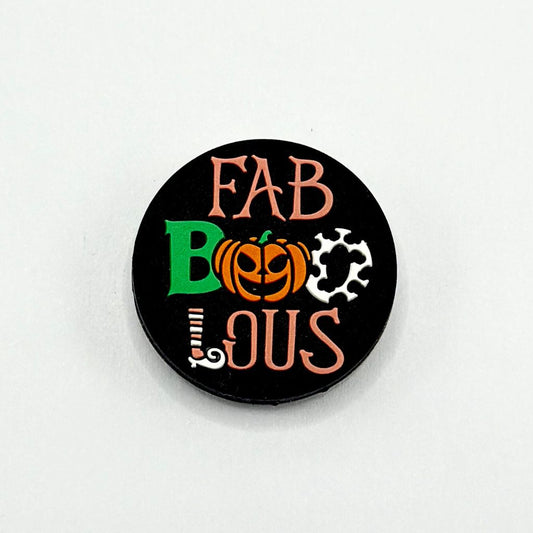 Halloween Cow Print "Scary Pumpkin Fab Boo-Lous" Silicone Focal Beads