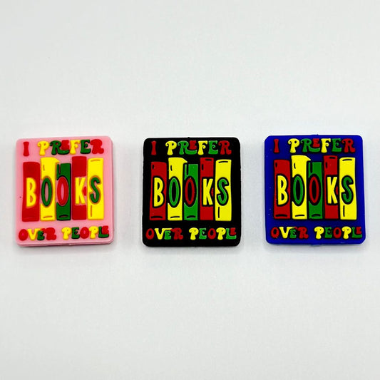 Library Bookshelves Juneteenth Mix "I Prefer Books Over People" Silicone Focal Beads