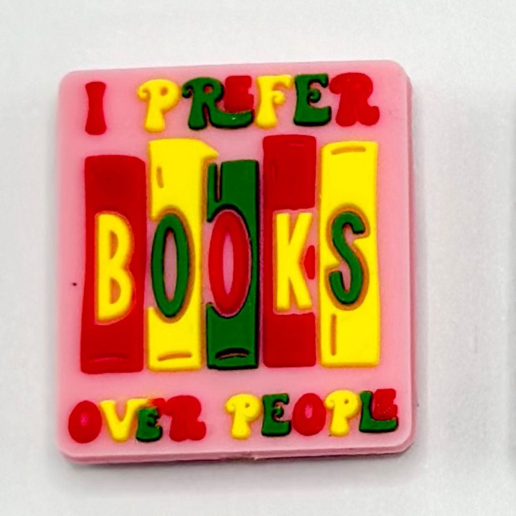 Library Bookshelves Juneteenth Mix "I Prefer Books Over People" Silicone Focal Beads
