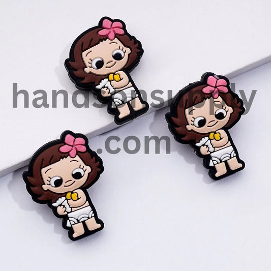 Classic Animation Cute Girl Baby Moan Cartoon Silicone Focal Beads