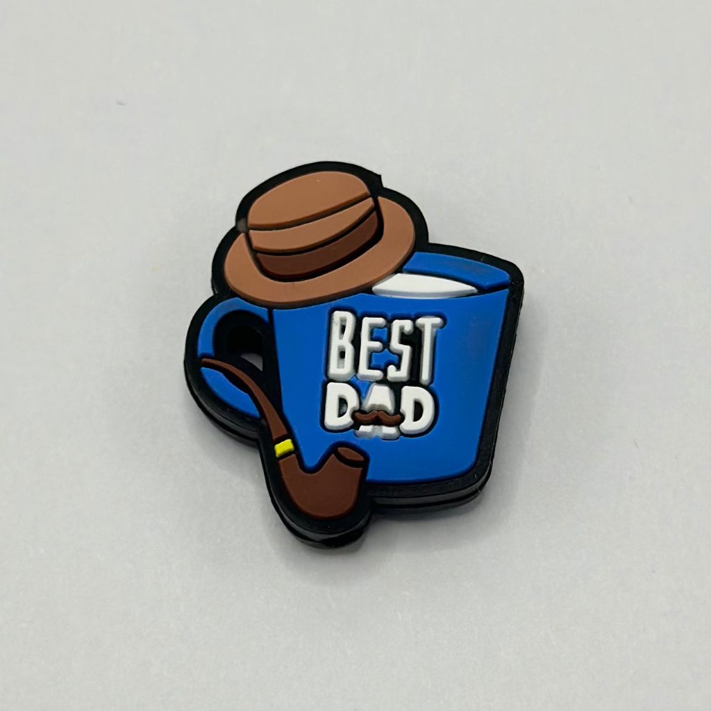 Best Dad Text with Hat Coffee Cup Pipe Silicone Focal Beads