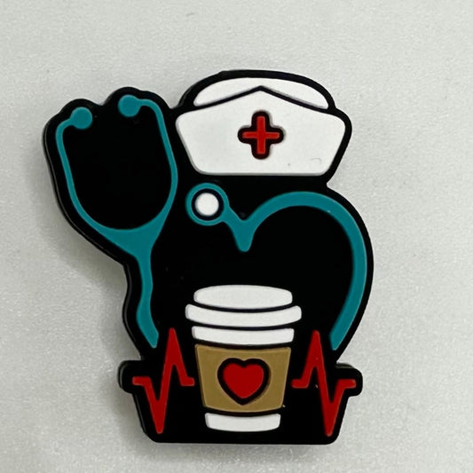 Hospital, Nurse Cap Doctor Stethoscope, Medical, Healthcare, Coffee Silicone Beads