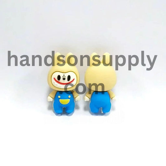 Cute 3D Little Cartoon Monster Doll Chracter in Blue Yellow TinyTreasures Silicone Focal Beads