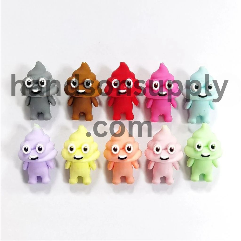 Cute 3D Little Poop Man Silicone Focal Beads, Random Mix