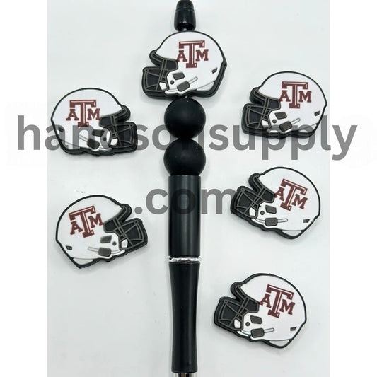 New York Baseball University USA Texas A&M Aggi Helmet Silicone Focal Beads, Please Read the Description