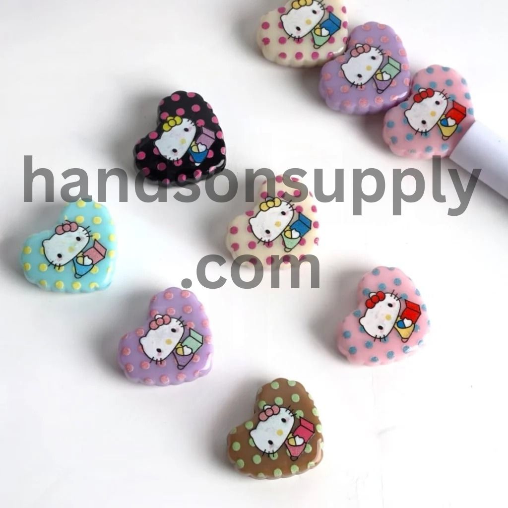 Adorable Character Cat Heart Cute Acrylic Beads, Random Mix, Around 26*22MM