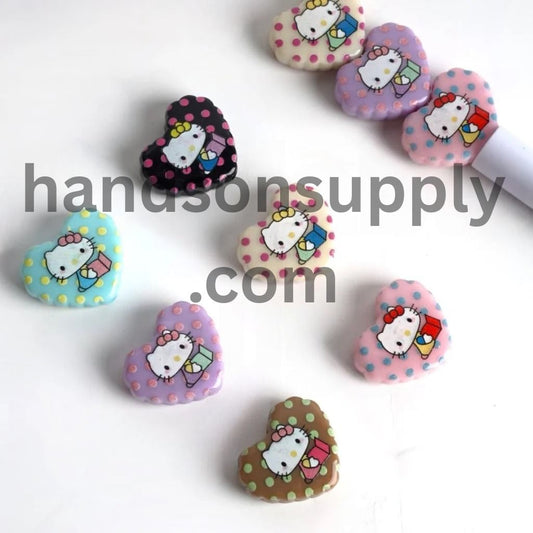 Adorable Character Cat Heart Cute Acrylic Beads, Random Mix, Around 26*22MM