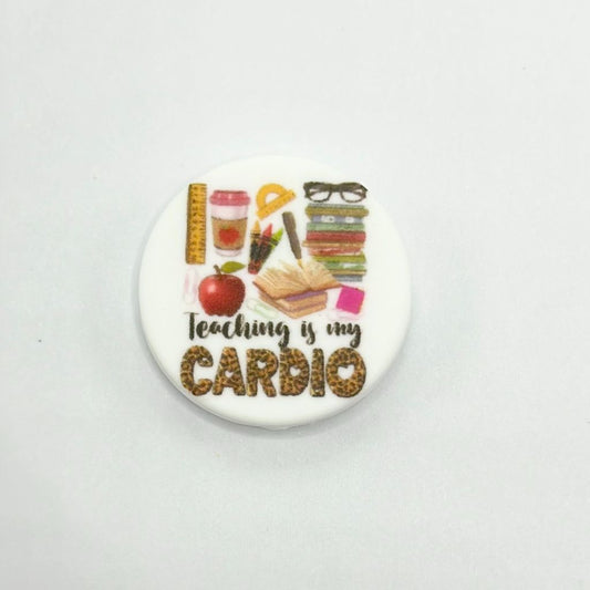 Red Apples, Pile of Books,Teaching is My Cardio Silicone Focal Beads