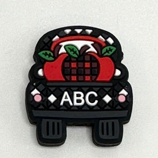 Educator Car, Learning, Checkered Apple, Teacher ABC, Silicone Focal Beads
