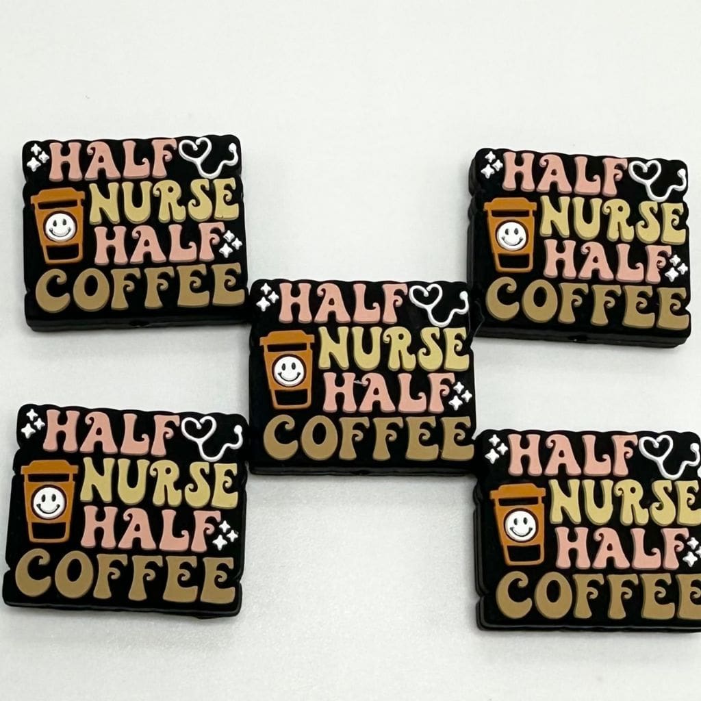 Smiling Face Coffee, Half Nurse Half Coffee Design Silicone Focal Beads