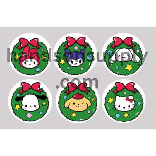 Round Adorable Character Family Cute Cat Silicone Focal Beads, Random Mix